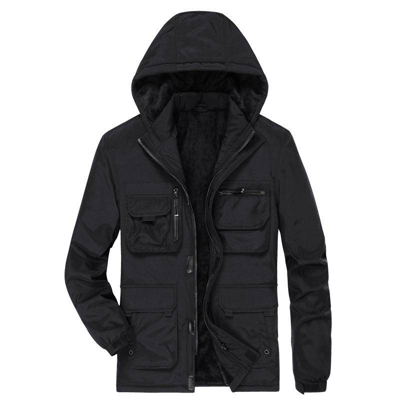 Herbst Herren Casual Multi-Pocket Jacke Herren Fotografie Abnehmbare Mütze Top Outdoor Reisejacke 2XL von Joom DACH