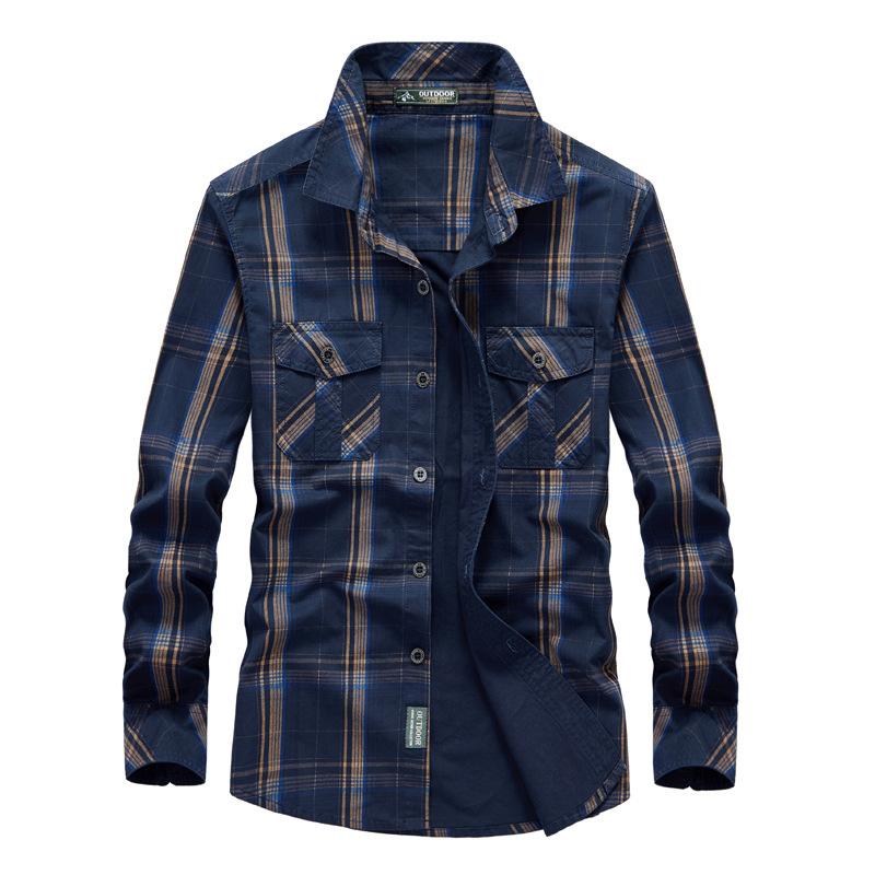 Herbst Herren Freizeithemd Kariertes Langarmhemd Werkzeug Große Größe Zoll Hemd 5XL von Joom DACH