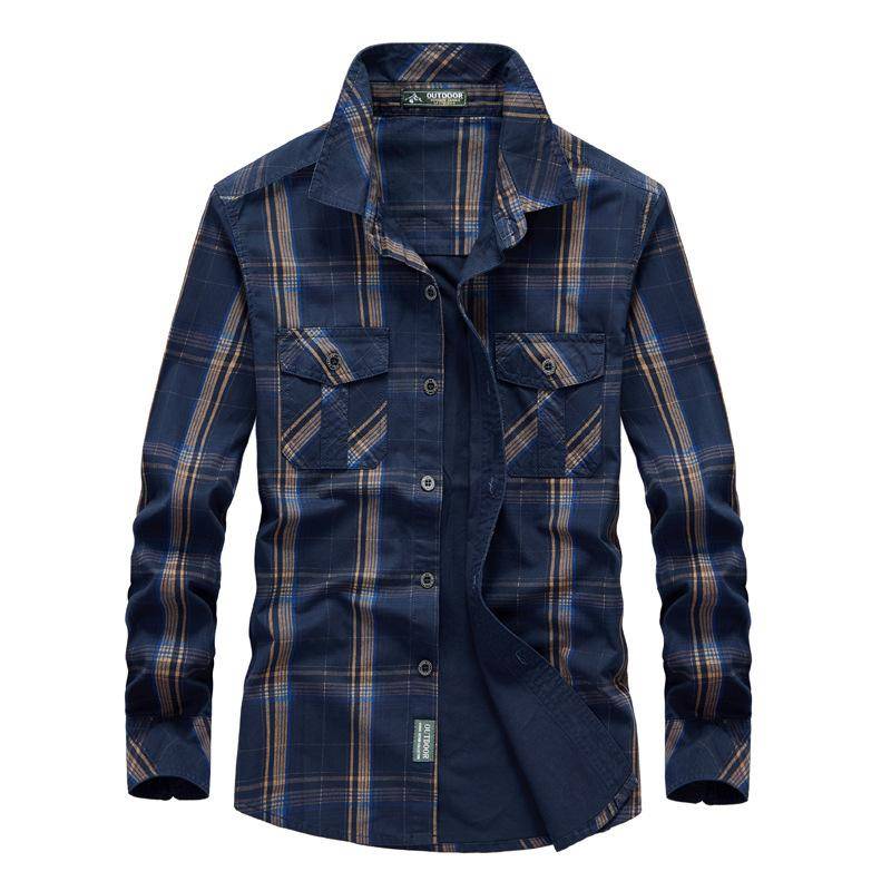 Herbst Herren Freizeithemd Kariertes Langarmhemd Werkzeug Große Größe Zoll Hemd 5XL von Joom DACH