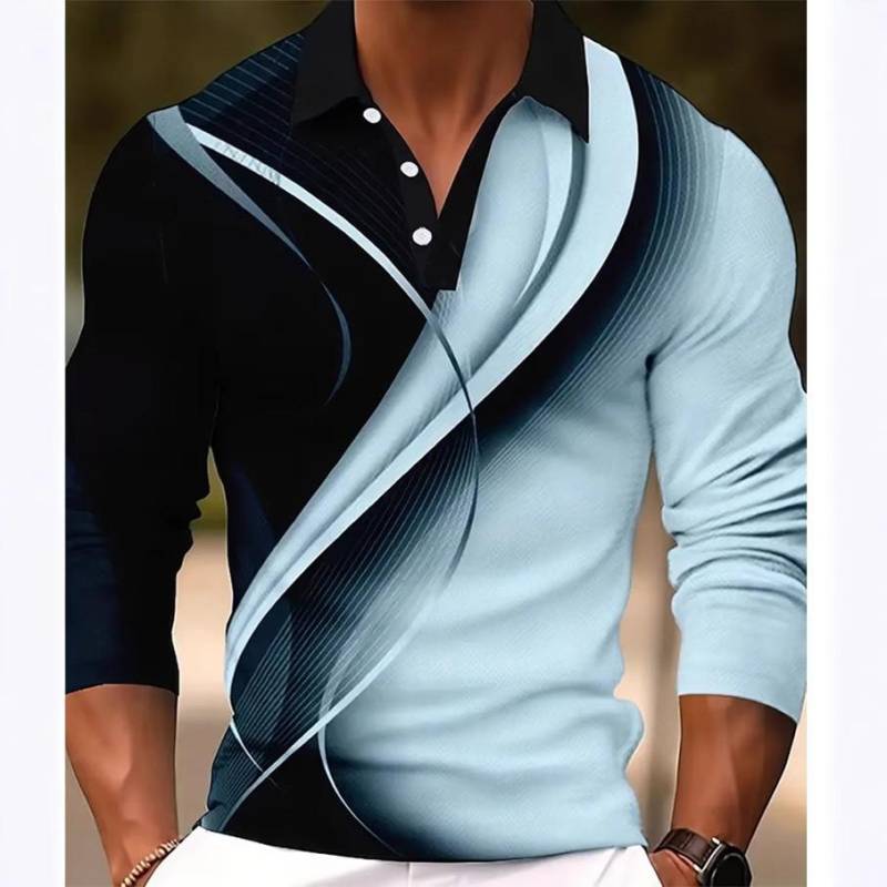 Herbst Herren Kleidung Langarm 3D Digitaldruck 100% Polyester Elastisch und Geeignet für Sport und Freizeit 3XL blau von Joom DACH