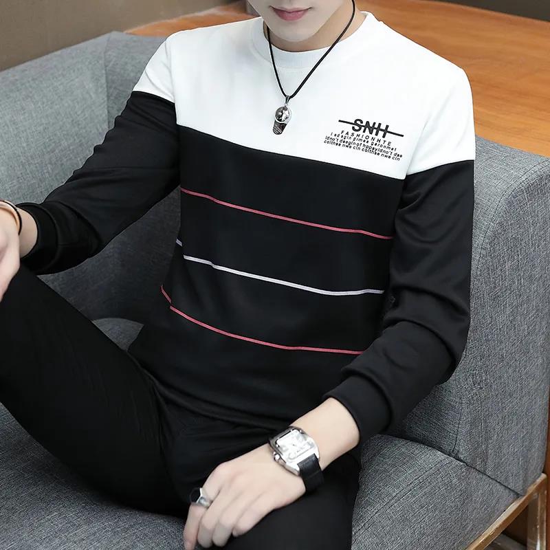 Herbst Herren Pullover Rundhals Jugend Warm Top Slim dünn Langarm Pullover Bottoming Shirt 3XL coole schwarze von Joom DACH