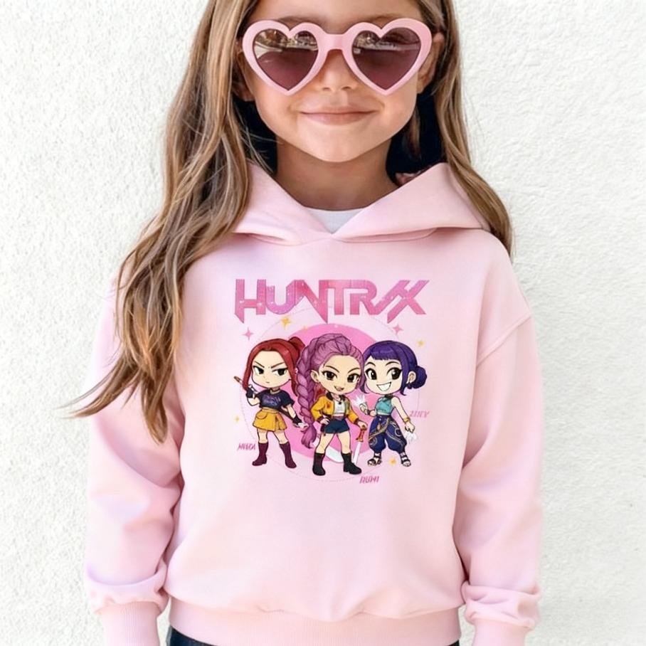 Herbst Huntrix Dämonenjäger 3D-gedruckte Hoodies Modische Lässige Sport Langarm Kinder Mädchen Kapuzen-Sweatshirts 120 von Joom DACH
