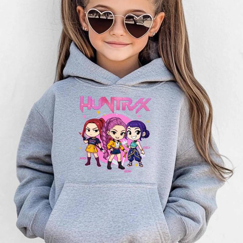 Herbst Huntrix Dämonenjäger 3D-gedruckte Hoodies Modische Lässige Sport Langarm Kinder Mädchen Kapuzen-Sweatshirts 140 von Joom DACH