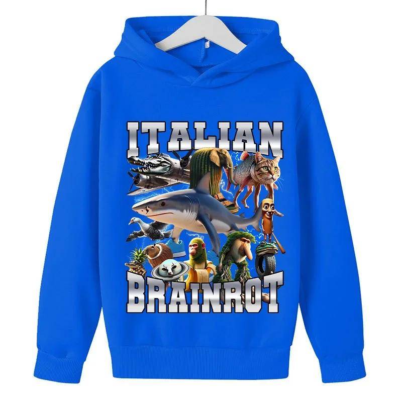 Herbst Italienischer Brainrot Print Kinder Hoodie Mode Lässig Jungen Sweatshirt Mädchen Harajuku Langarm Kind Lustiger Warmer Pullover 120 von Joom DACH