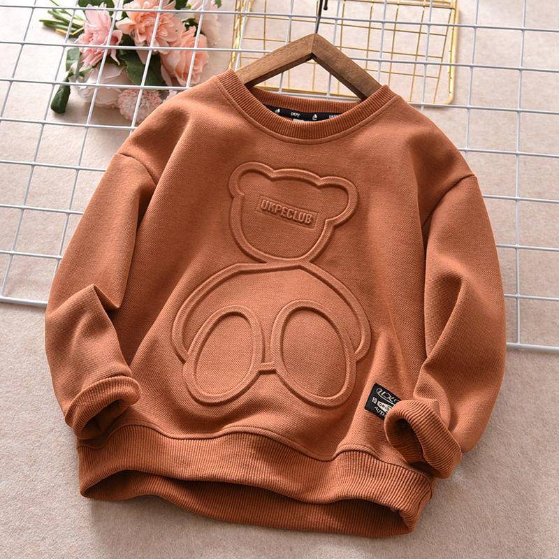 Herbst Kinder Casual Print Bär Sweatshirt Langarm Baumwolle Tops 110 kaffeebraun von Joom DACH