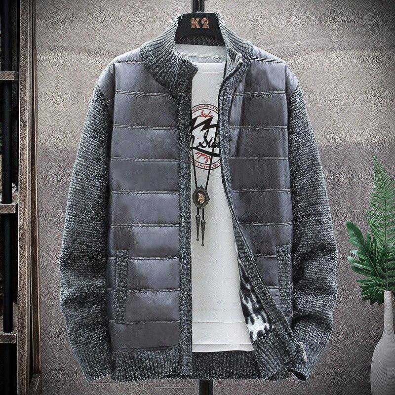 Herbst Koreanische Oansatz männer Pullover mit Dicke und Samt männer Strickjacke Gestrickte Sweatercoats Feste Jacke Männlich M-3XL XXXL dunkelgraue von Joom DACH