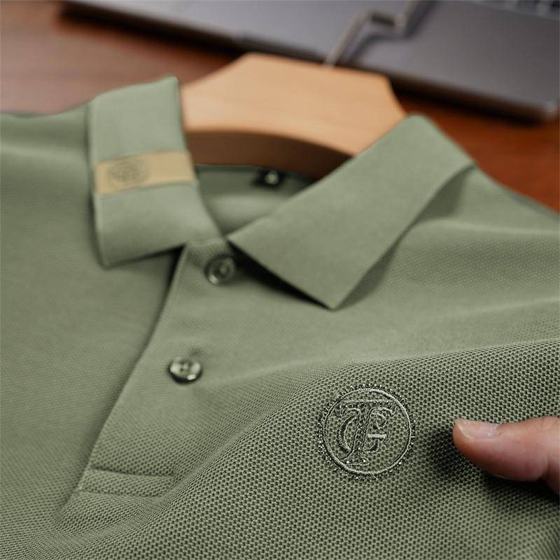 Herbst Langarm Poloshirt Herren Baumwolle Revers Business Mode und Freizeit Mittleren Alters Anzug T-Shirt 4XL von Joom DACH