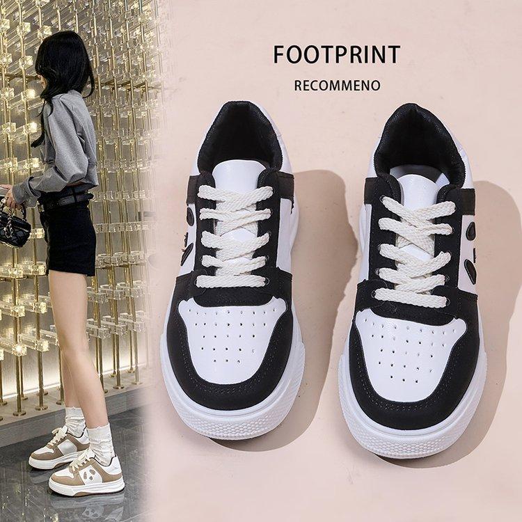 Herbst Neu Schwarz und Weiß Panda Board Schuhe Damen Farbpassende Leder Ballerinas Damen Freizeit Sneaker Damen 40 von Joom DACH