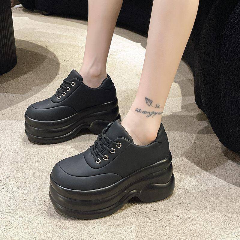 Herbst Neue 8cm Höhe zunehmende Einlegesohle frauen Schuhe Dicken Sohlen High-Heels Sport Casual Schuhe Alle-Passenden High Heel Plattform Pumps 39 schwarz von Joom DACH