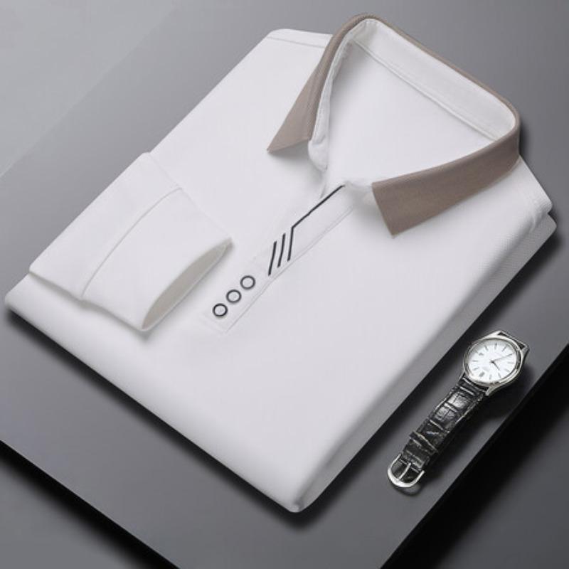 Herbst Neue Herren Herbst Langarm T-shirt Junge und Mittleren Alters Männer Lose Revers Einfarbig Polo Shirt Top Basis XXXXL von Joom DACH