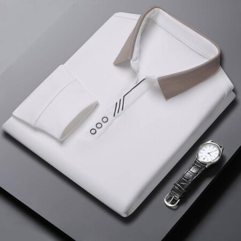 Herbst Neue Herren Herbst Langarm T-shirt Junge und Mittleren Alters Männer Lose Revers Einfarbig Polo Shirt Top Basis XXXXL von Joom DACH