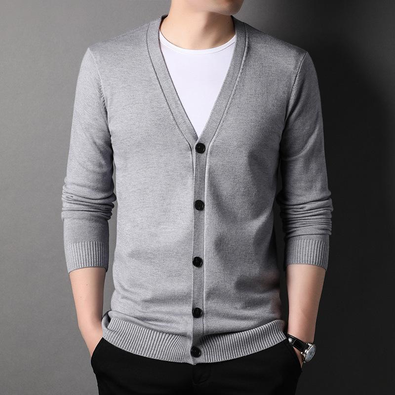 Herbst Neue Herren Koreanischer Stil Trendige Jacken für Junge und Mittelalte Herren Langärmliger Pullover Gestrickte Cardigan-Jacken L von Joom DACH