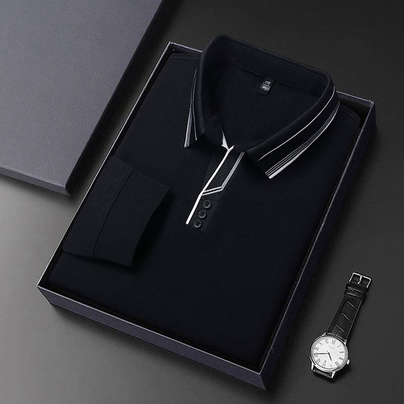 Herbst Neue Herren Revers Langarm T-shirt Mittleren Alters Freizeit Mode Normale Herren Top XXXXL von Joom DACH