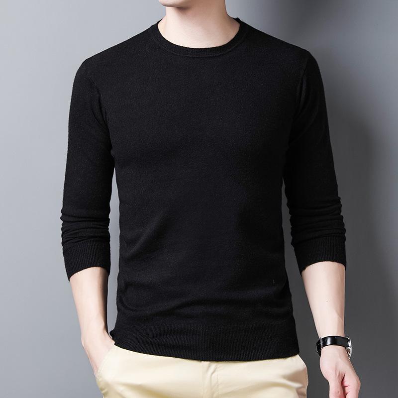 Herbst Neue Langarm Rundhals Strickpullover Schmal geschnittene dünne einfarbige Casual Junge Männer Strickpullover Bottoming Trend XXXXL von Joom DACH