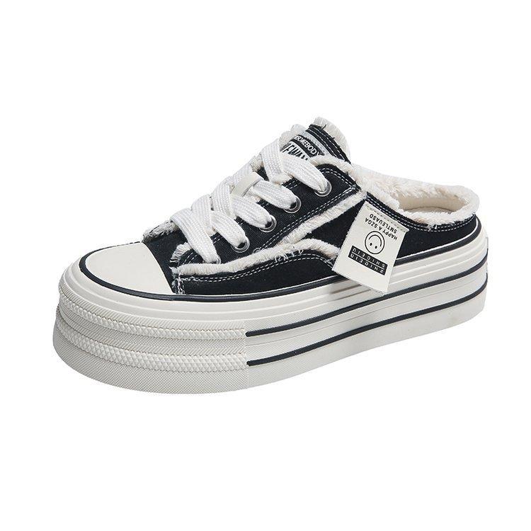 Herbst Neue Plateau-Canvas-Schuhe für Mädchen mit runder Spitze, Farbblock, trendige Schuhe, lässig, sportlich, geschlossene Zehenpartie, Halbschuhe 40 von Joom DACH