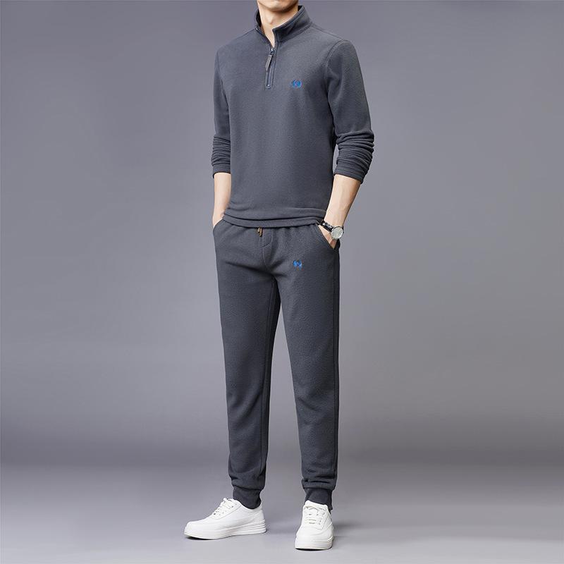 Herbst Neuer Fleece Freizeit Sportanzug Herren Mode Koreanische Version Mittelalterliche Männer Langarm Stehkragen Hoodie Herren 125/185/3XL von Joom DACH