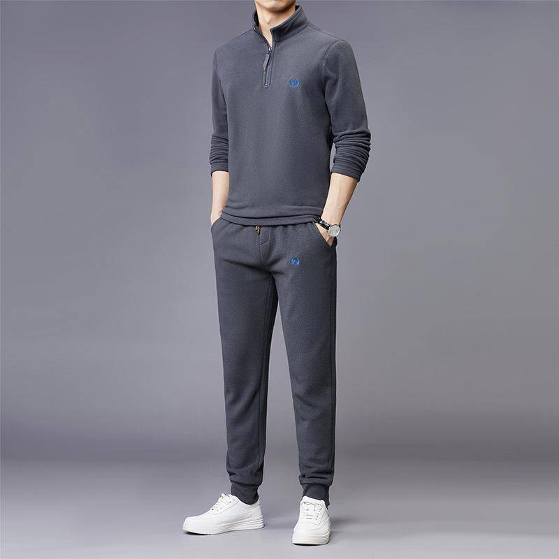 Herbst Neuer Fleece Freizeit Sportanzug Herren Mode Koreanische Version Mittelalterliche Männer Langarm Stehkragen Hoodie Herren 125/185/3XL von Joom DACH