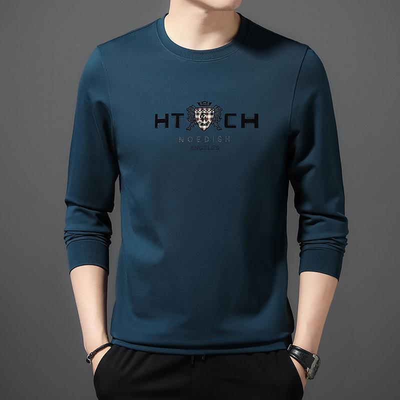 Herbst Neuer Pullover Herren Rundhalsausschnitt Junges und Mittleres Alter Einfacher Freizeitpullover Herren Langarm Herrenhemd 4XL blau von Joom DACH