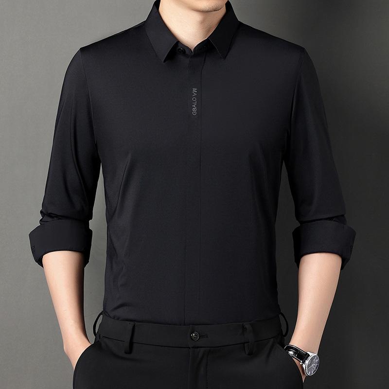 Herbst Neues Freizeit-Hemd Herren Koreanische Version Slim Business Formelle Kleidung Bügelfrei Mittelalterlich und Langärmliges Nahtloses Hemd XXXXL von Joom DACH