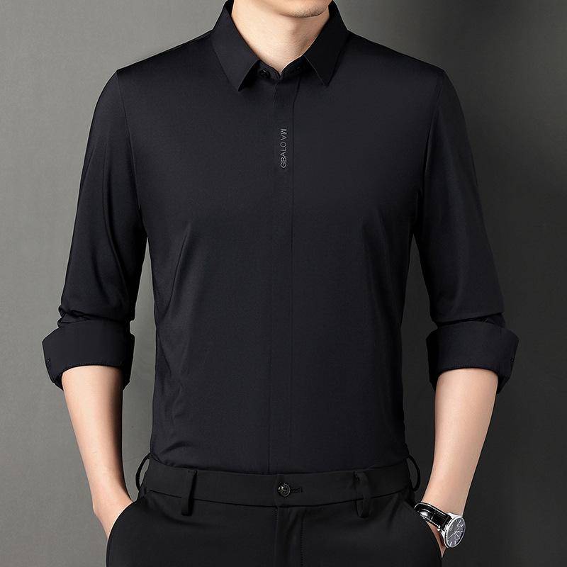 Herbst Neues Freizeit-Hemd Herren Koreanische Version Slim Business Formelle Kleidung Bügelfrei Mittelalterlich und Langärmliges Nahtloses Hemd XXXXL von Joom DACH