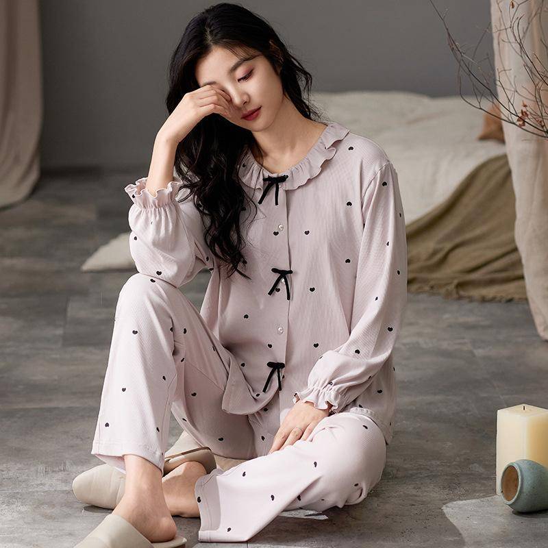 Herbst Satin Nachtwäsche Pyjamas Langarm Pyjama Sets für Damen Nachtwäsche Set Junges Mädchen Pyjama Set Lässige Homewear 2XL von Joom DACH