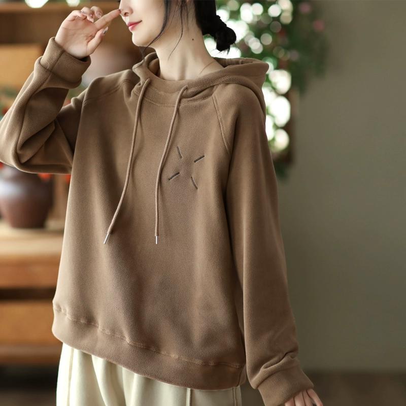 Herbst Solide T-shirt Frauen Hoodie Elastische Solide Langarm Lose Tops Tees One Size khaki von Joom DACH