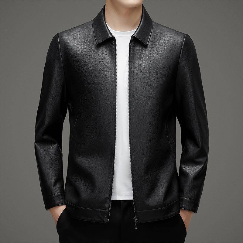 Herbst Übergröße Herren Fleece Schaffell Lederjacke Revers Papa Lederjacke Jacke 2XL von Joom DACH