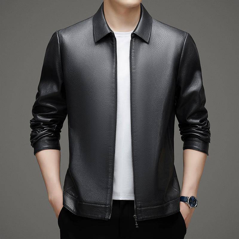 Herbst Übergröße Herren Fleece Schaffell Lederjacke Revers Papa Lederjacke Jacke 3XL von Joom DACH