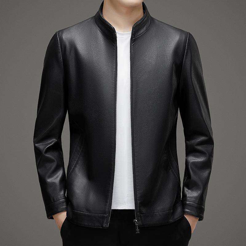 Herbst Übergröße Herren Fleece Schafslederjacke Stehkragen Papa Lederjacke Jacke M von Joom DACH