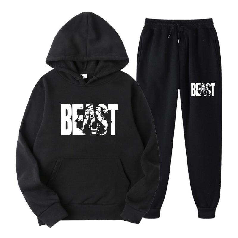 Herbst Und Winter Hoodie Sets Männer Mode Fleece Rot Hoodies Marke Hosen Casual Jogger Anzug Trainingsanzug Sweatshirt Frau Pullover 5XL von Joom DACH