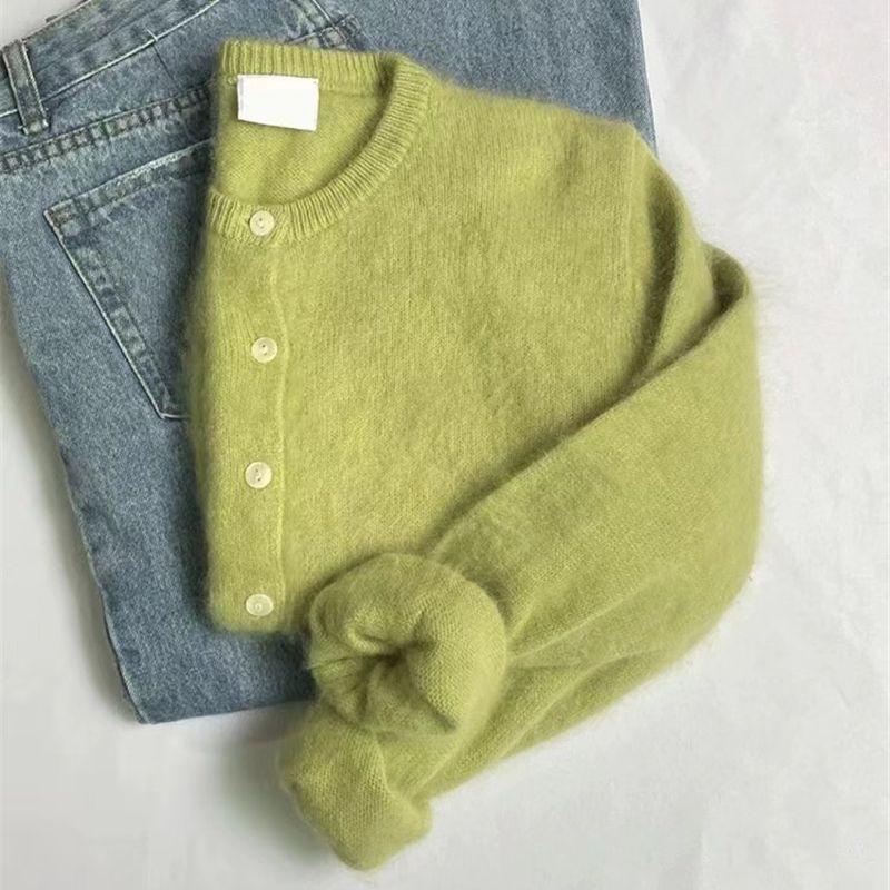 Herbst Weicher und Sanfter Oberbekleidungspullover Mantel Strickjacke Vintage Frauen Lose Strickpullover Elegante Langarmshirts M hellgrüne von Joom DACH