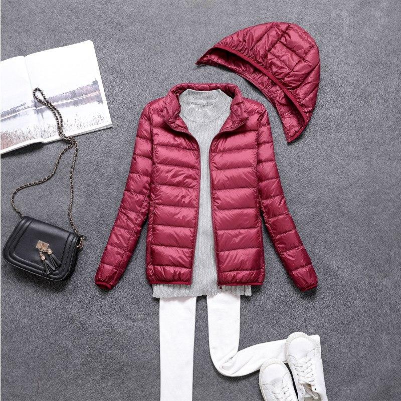 Herbst Winter Abnehmbare Kappe Damen Leichte Daunenjacke Mit Kapuze Reißverschluss Gestellte Ultraleichte Jacke M-4XL 3XL von Joom DACH