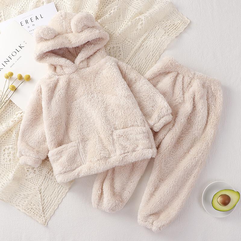 Herbst Winter Baby Kleidung Set Warme Fleece Mit Kapuze Pullover Hosen Kinder Jungen Sets Kleidung Hause Freizeit Tragen Kleinkind Mädchen Outfit 100cm von Joom DACH