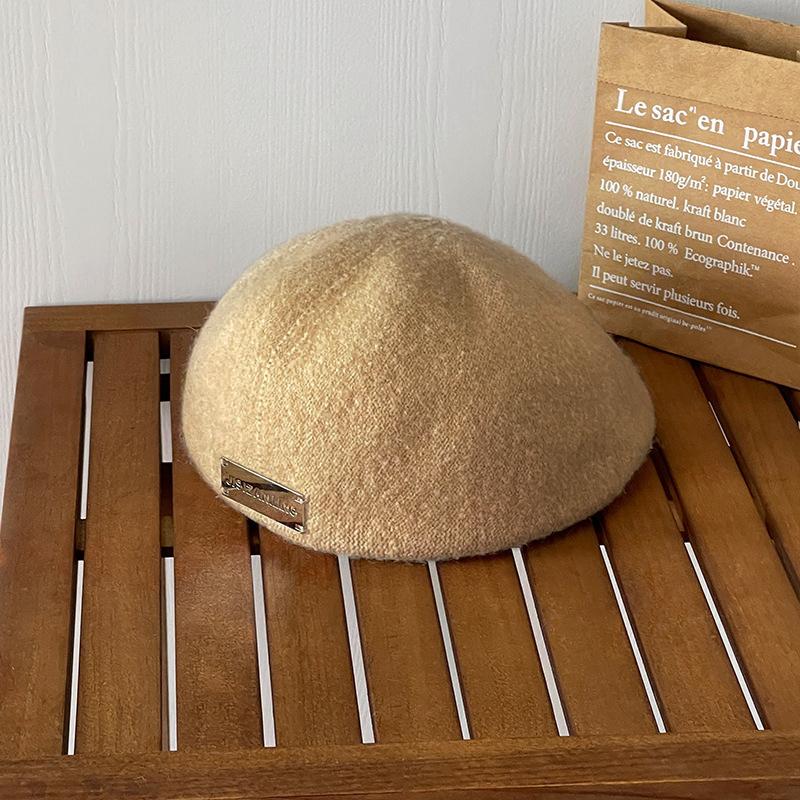 Herbst Winter Baskenmütze Mütze Damen Vintage Einfarbig Arbeiter Hut Japanische Künstler Hüte One Size von Joom DACH