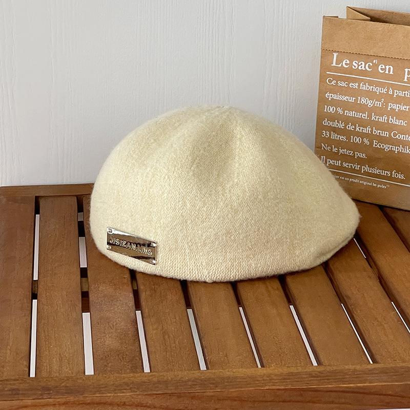 Herbst Winter Baskenmütze Mütze Damen Vintage Einfarbig Arbeiter Hut Japanische Künstler Hüte One Size von Joom DACH