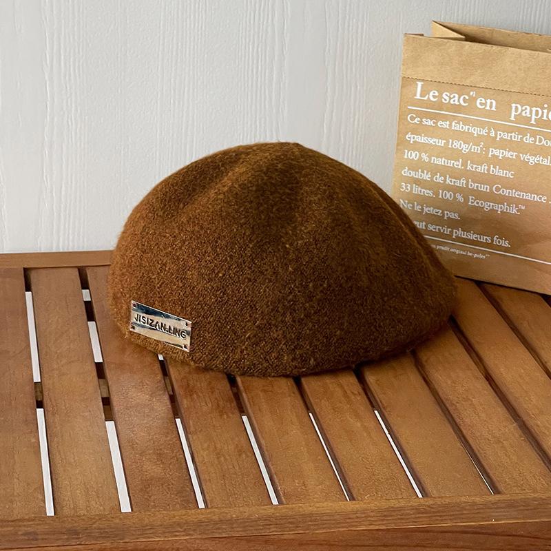 Herbst Winter Baskenmütze Mütze Damen Vintage Einfarbig Arbeiter Hut Japanische Künstler Hüte One Size von Joom DACH