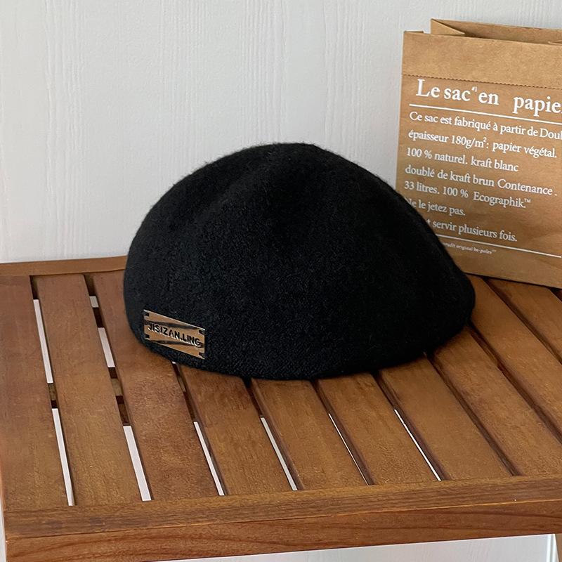 Herbst Winter Baskenmütze Mütze Damen Vintage Einfarbig Arbeiter Hut Japanische Künstler Hüte One Size von Joom DACH
