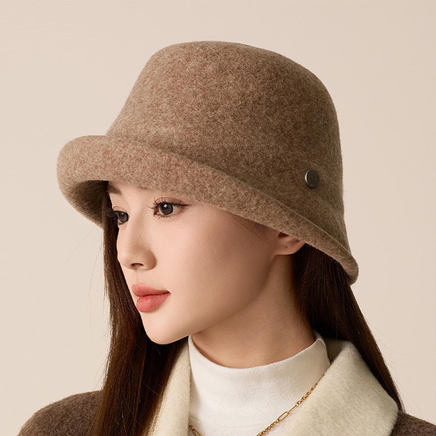 Herbst Winter Britischen Retro Fischer Hut frauen Reise Curl Filz Hut Becken Hut khaki von Joom DACH