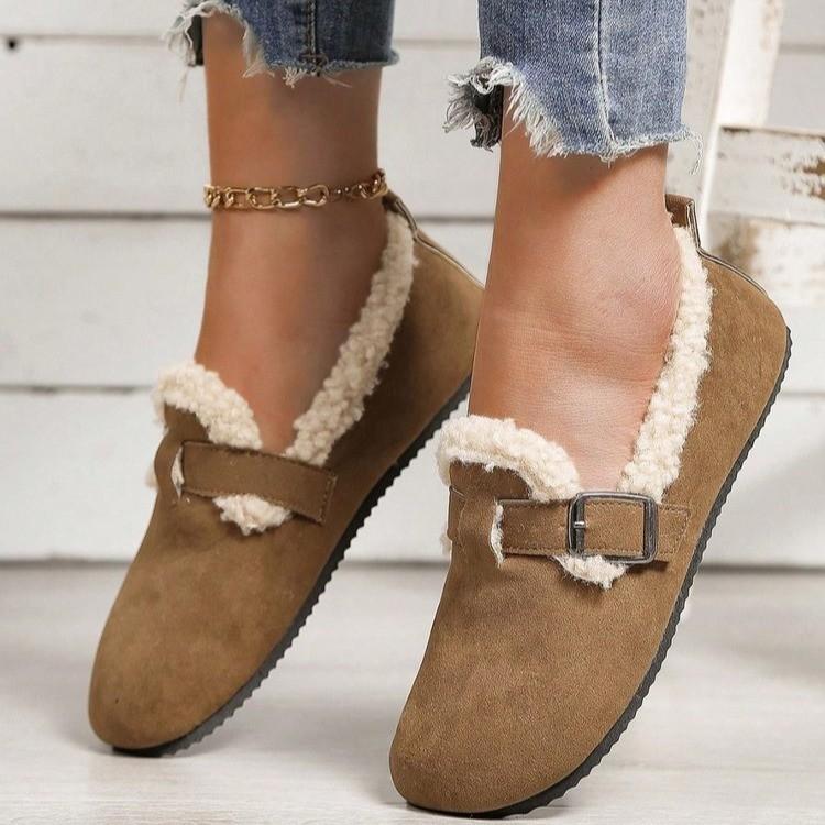 Herbst Winter Damen Ballerinas Schuhe Lässige Flache Schuhe Damen Weiche Mode Komfort Slipper Warme Plüsch Slipper Baumwollschuhe Weiblich 37 dunkelbraune von Joom DACH