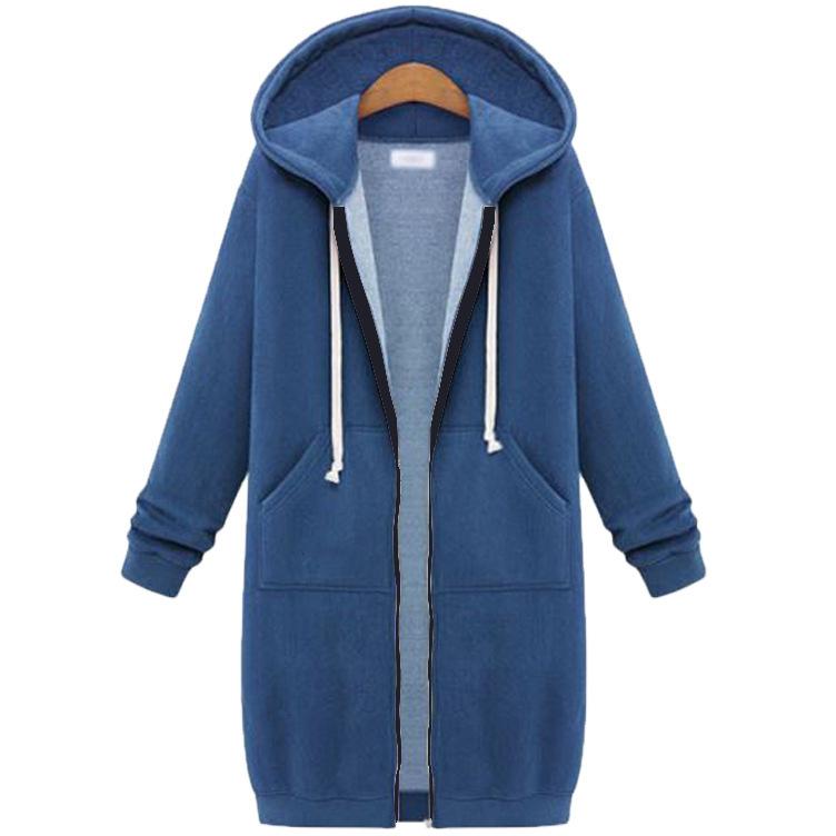 Herbst Winter Damen Casual Zip Up Hoodies Hoodies Langarm Lose Kapuzenjacken Reißverschlusstasche Maxigröße Sweatshirt Sport Oberbekleidung 2XL blau von Joom DACH