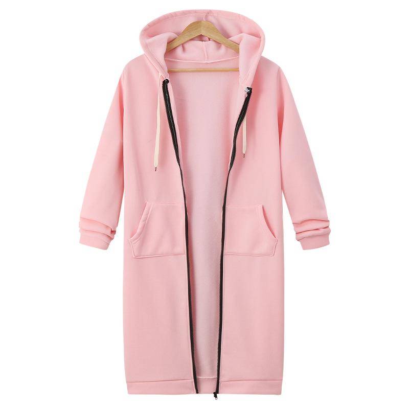 Herbst Winter Damen Casual Zip Up Hoodies Hoodies Langarm Lose Kapuzenjacken Reißverschlusstasche Maxigröße Sweatshirt Sport Oberbekleidung 2XL rosa von Joom DACH
