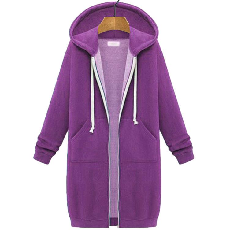 Herbst Winter Damen Casual Zip Up Hoodies Hoodies Langarm Lose Kapuzenjacken Reißverschlusstasche Maxigröße Sweatshirt Sport Oberbekleidung 3XL von Joom DACH