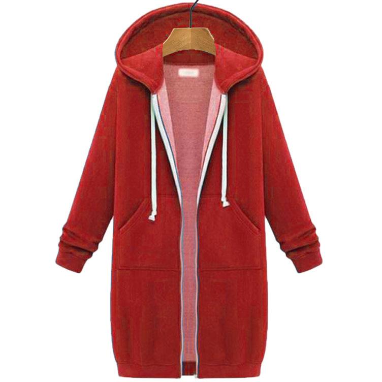Herbst Winter Damen Casual Zip Up Hoodies Hoodies Langarm Lose Kapuzenjacken Reißverschlusstasche Maxigröße Sweatshirt Sport Oberbekleidung 3XL rot von Joom DACH