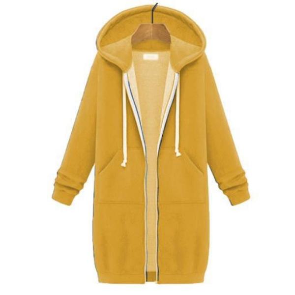 Herbst Winter Damen Casual Zip Up Hoodies Hoodies Langarm Lose Kapuzenjacken Reißverschlusstasche Maxigröße Sweatshirt Sport Oberbekleidung 4XL gelb von Joom DACH