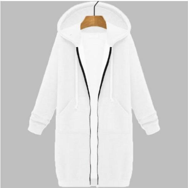 Herbst Winter Damen Casual Zip Up Hoodies Hoodies Langarm Lose Kapuzenjacken Reißverschlusstasche Maxigröße Sweatshirt Sport Oberbekleidung 5XL weiß von Joom DACH