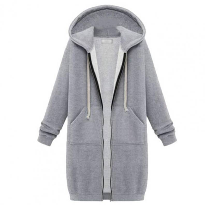 Herbst Winter Damen Casual Zip Up Hoodies Hoodies Langarm Lose Kapuzenjacken Reißverschlusstasche Maxigröße Sweatshirt Sport Oberbekleidung 5XL von Joom DACH