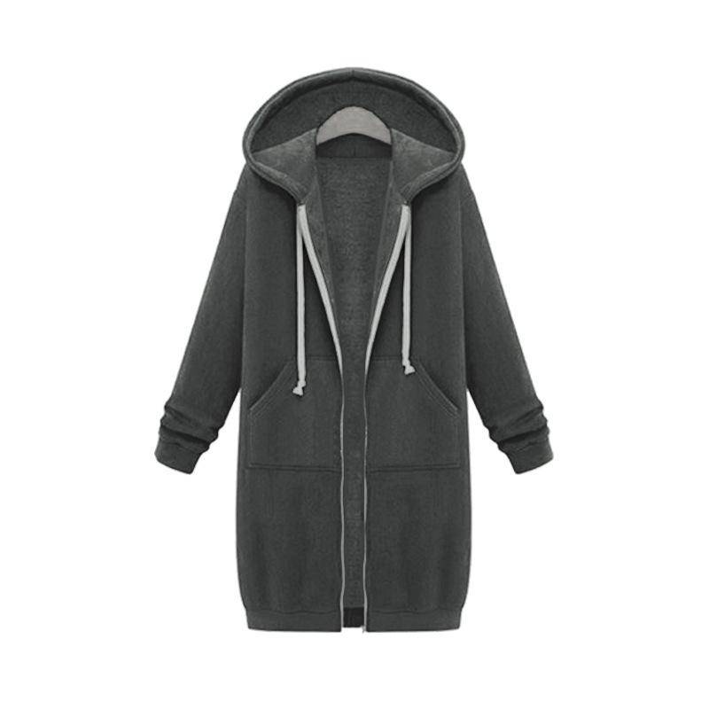 Herbst Winter Damen Casual Zip Up Hoodies Hoodies Langarm Lose Kapuzenjacken Reißverschlusstasche Maxigröße Sweatshirt Sport Oberbekleidung L von Joom DACH