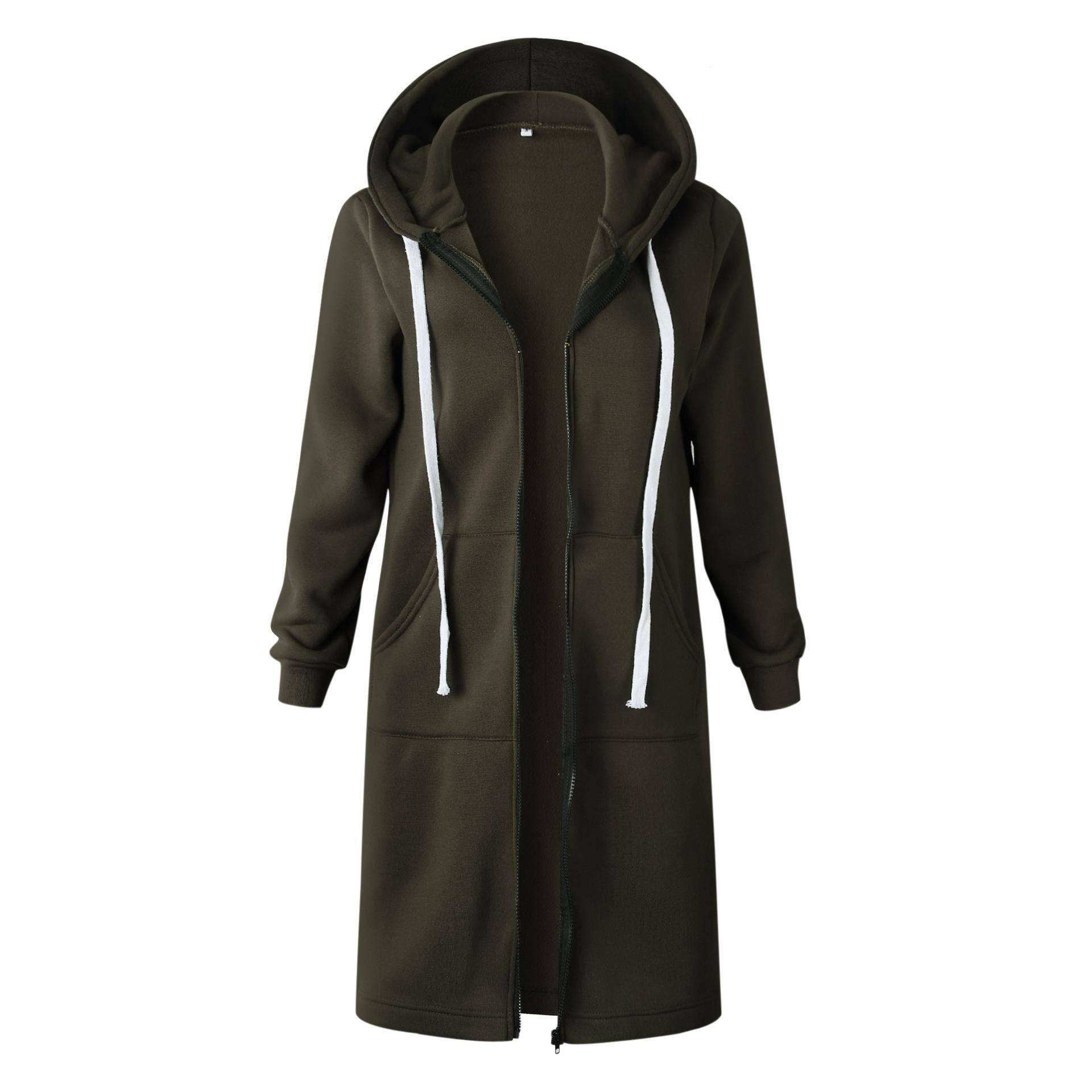 Herbst Winter Damen Casual Zip Up Hoodies Hoodies Langarm Lose Kapuzenjacken Reißverschlusstasche Maxigröße Sweatshirt Sport Oberbekleidung XL armee grüne von Joom DACH