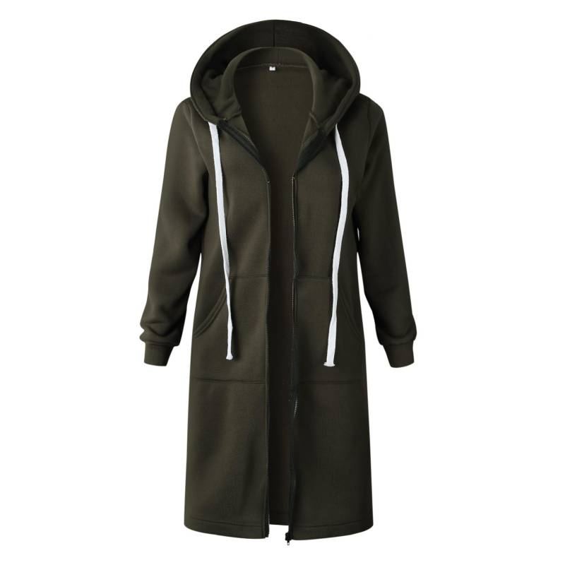 Herbst Winter Damen Casual Zip Up Hoodies Hoodies Langarm Lose Kapuzenjacken Reißverschlusstasche Maxigröße Sweatshirt Sport Oberbekleidung XL armee grüne von Joom DACH