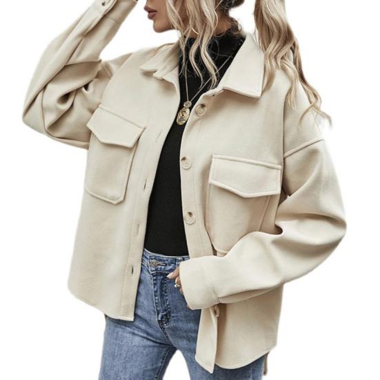 Herbst Winter Damen Jacke Einreihig Button-down Verdickte Strickjacke Locker Lange Ärmel Umlegekragen Brusttaschen Oberbekleidung S apricot Herbst Winter Damen Jacke Einreihig Button-down Verdickte Strickjacke Locker Lange Ärmel Umlegekragen Brusttaschen Oberbekleidung S apricot von Joom DACH